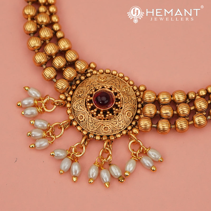 Antique Necklace Set with Earrings - 5455-57 