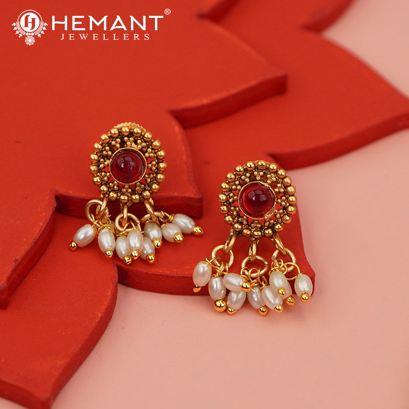 Antique Necklace Set with Earrings - 5455-57 