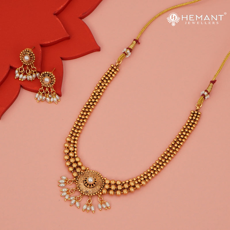 Antique Necklace Set with Earrings - 5455-57 