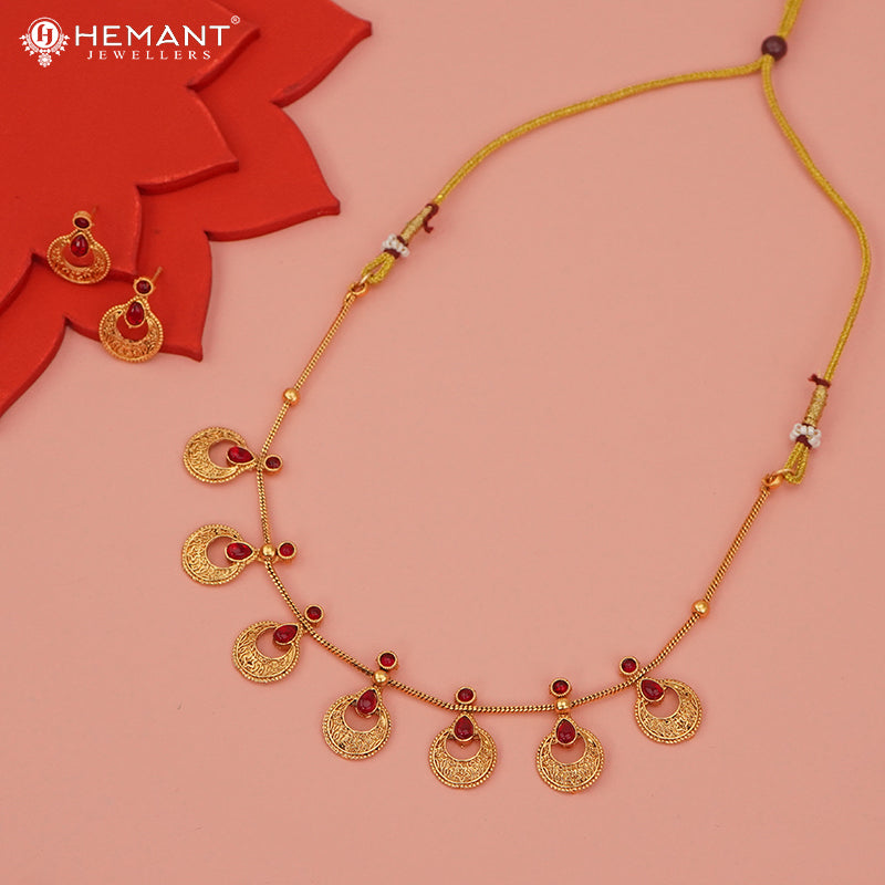 Antique Necklace Set with Earrings - 5461-64 