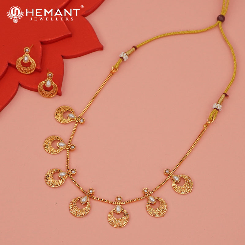 Antique Necklace Set with Earrings - 5461-64 