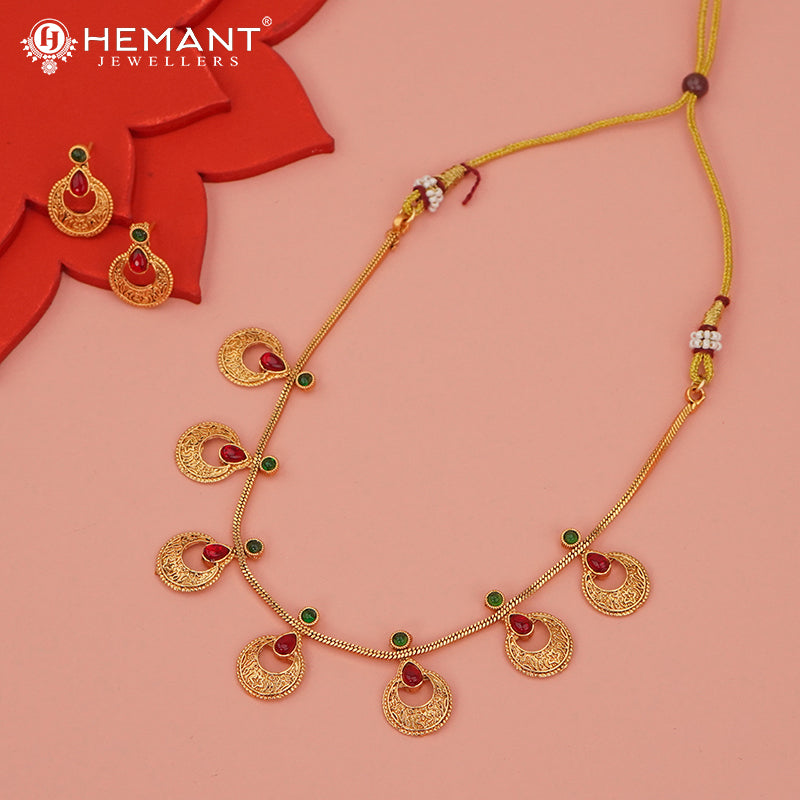 Antique Necklace Set with Earrings - 5461-64 