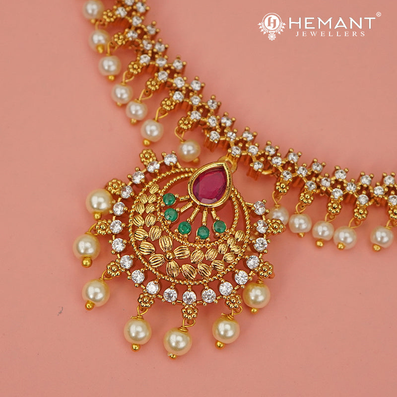 Antique Necklace Set with Earrings - 5418