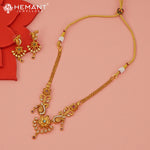 Antique Peacock and Floral Necklace Set with Stud Earrings - 3923