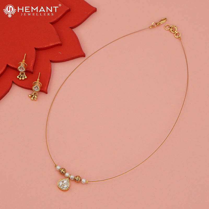 Invisible Necklace with teardrop-shaped pendant - 3996-4341 