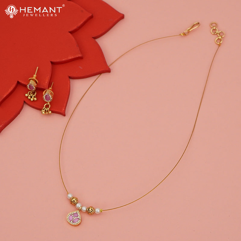 Invisible Necklace with teardrop-shaped pendant - 3996-4341 