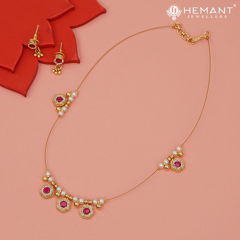 Invisible Necklace with teardrop-shaped pendant - 4342-5401 