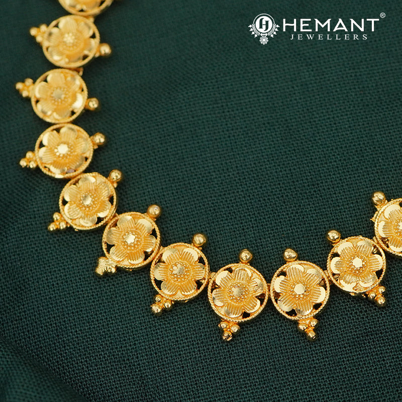 Kolhapuri Traditional Floral Long Set – Necklace with Ruby Accents - 5224