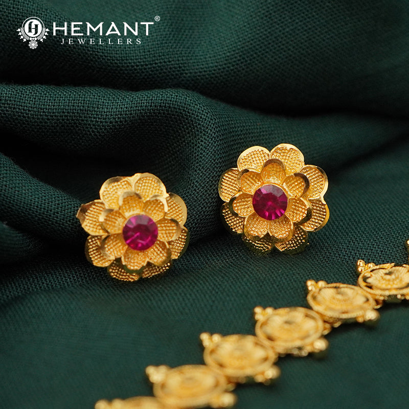 Kolhapuri Traditional Floral Long Set – Necklace with Ruby Accents - 5224