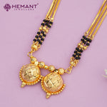 Maharashtrian Classic Multi Strands Black Beads Mangalsutra with Dual Vati Pendant - 3223