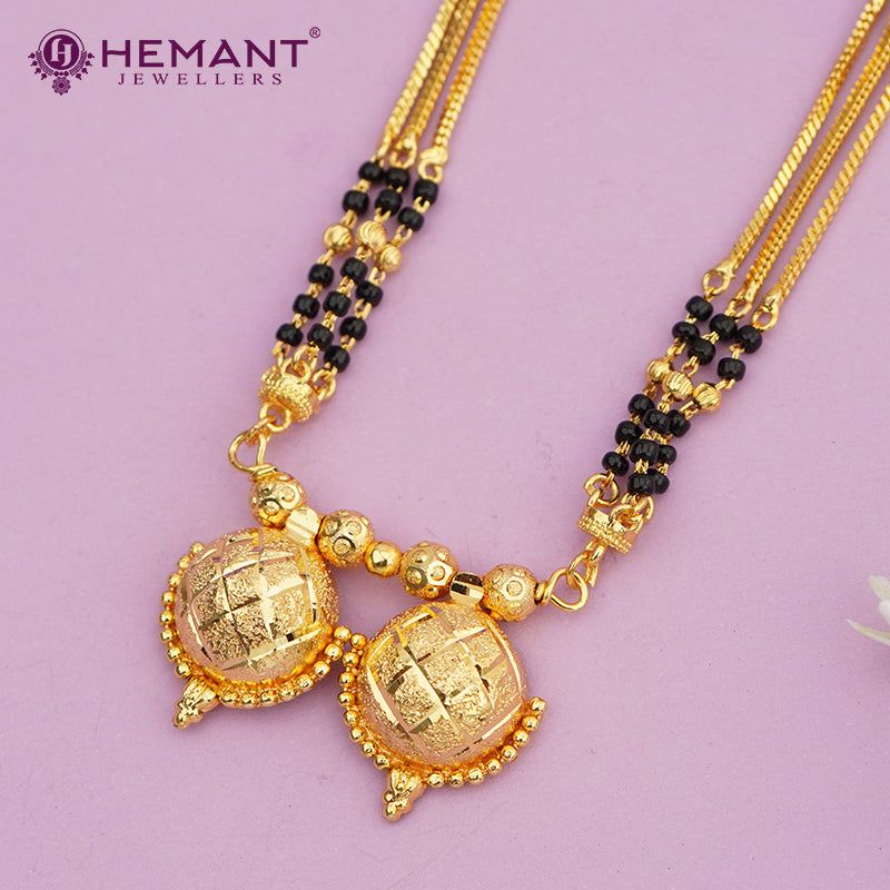 Maharashtrian Classic Multi Strands Black Beads Mangalsutra with Dual Vati Pendant - 3223