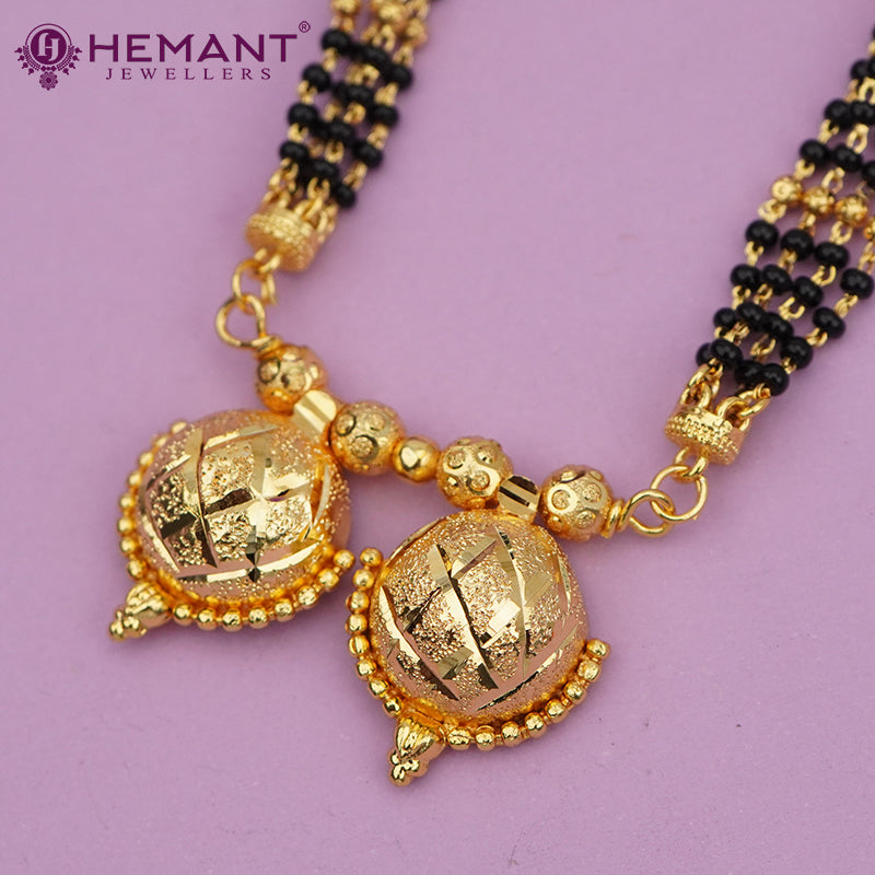 Maharashtrian Classic Multi Strands Black Beads Mangalsutra with Dual Vati Pendant - 4225