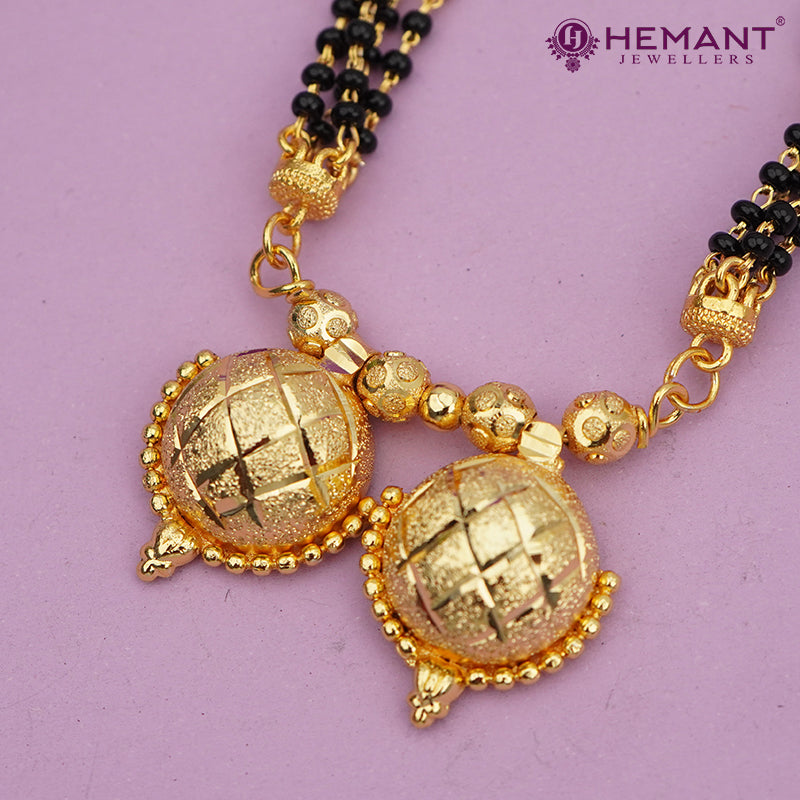 Maharashtrian Classic Multi Strands Black Beads Mangalsutra with Dual Vati Pendant - 4922