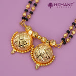 Maharashtrian Classic Multi Strands Black Beads Mangalsutra with Dual Vati Pendant - 5230