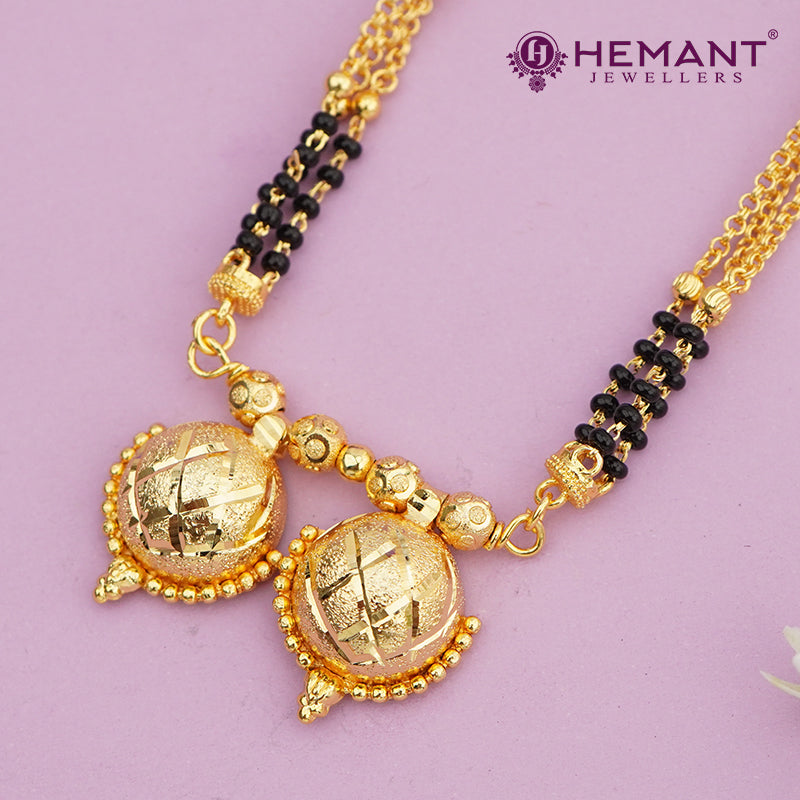 Maharashtrian Classic Multi Strands Black Beads Mangalsutra with Dual Vati Pendant - 4258