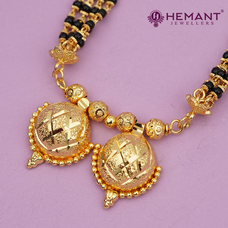 Maharashtrian Classic Multi Strands Black Beads Mangalsutra with Dual Vati Pendant - 5092