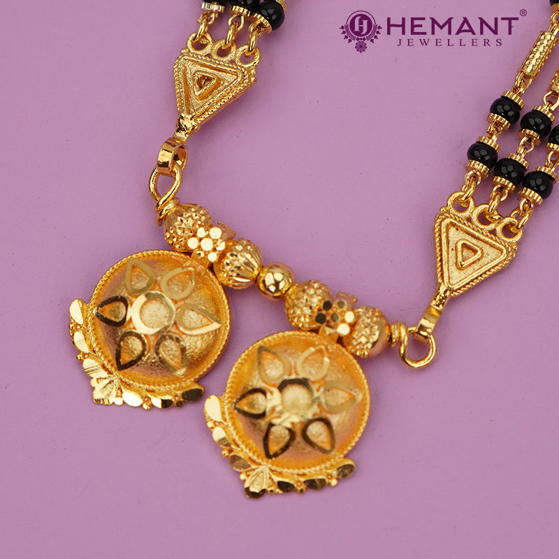 Maharashtrian Classic Multi Strands Black Beads Mangalsutra with Dual Vati Pendant - 5203