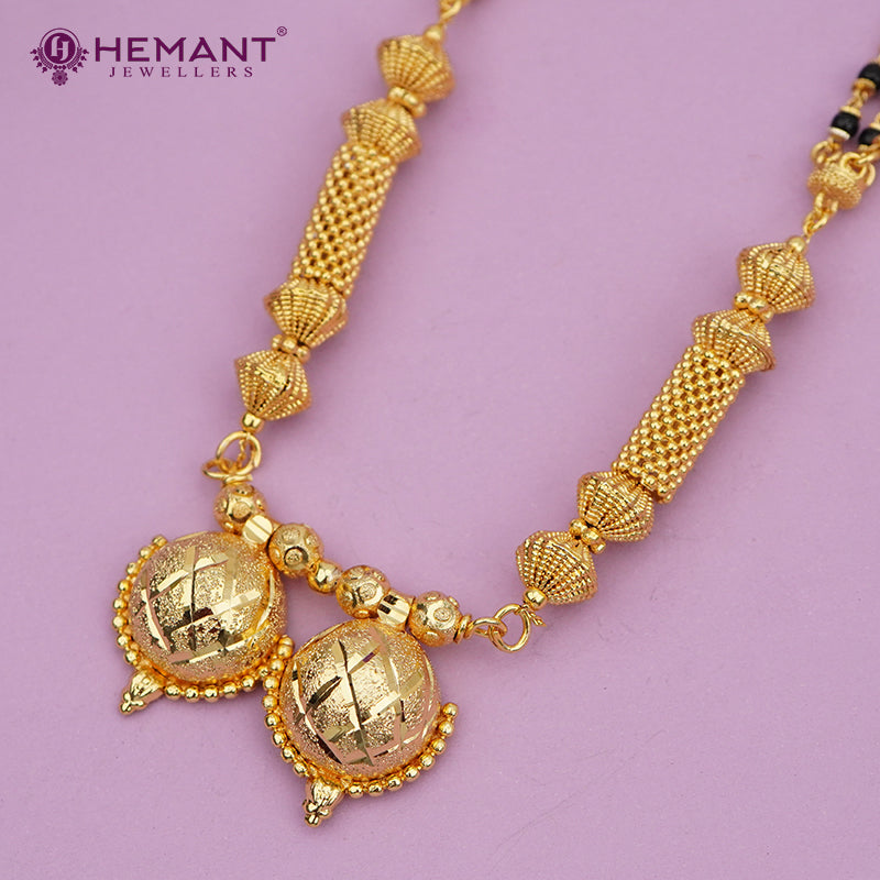 Maharashtrian Classic Multi Strands Black Beads Mangalsutra with Dual Vati Pendant - 5098