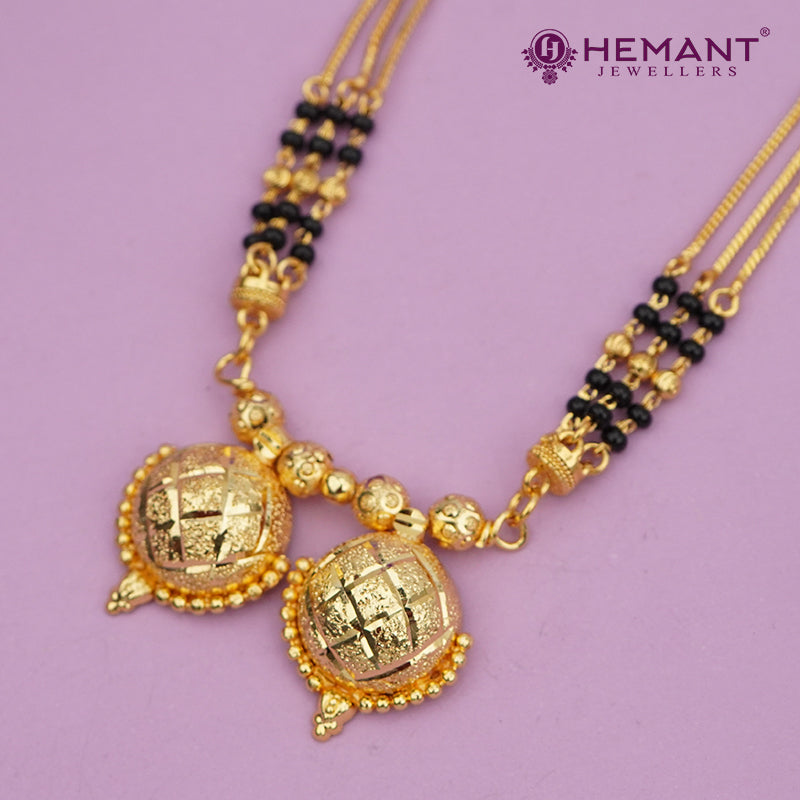 Maharashtrian Classic Multi Strands Black Beads Mangalsutra with Dual Vati Pendant - 5099