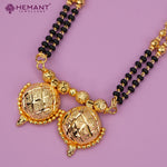Maharashtrian Classic Multi Strands Black Beads Mangalsutra with Dual Vati Pendant - 5229