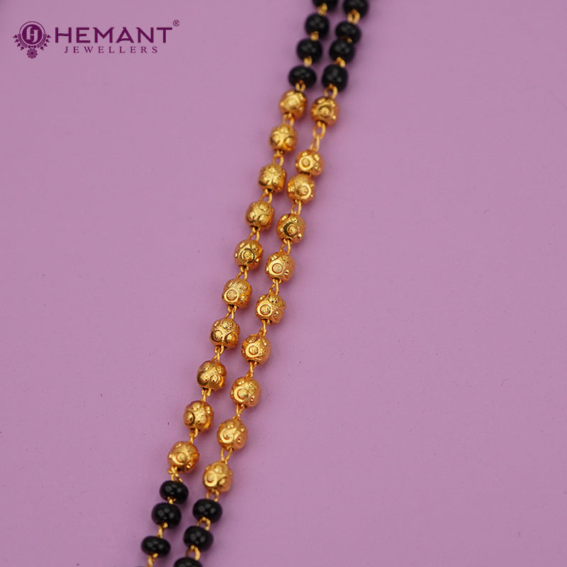 Maharashtrian Classic Multi Strands Black Beads Mangalsutra with Dual Vati Pendant - 5231