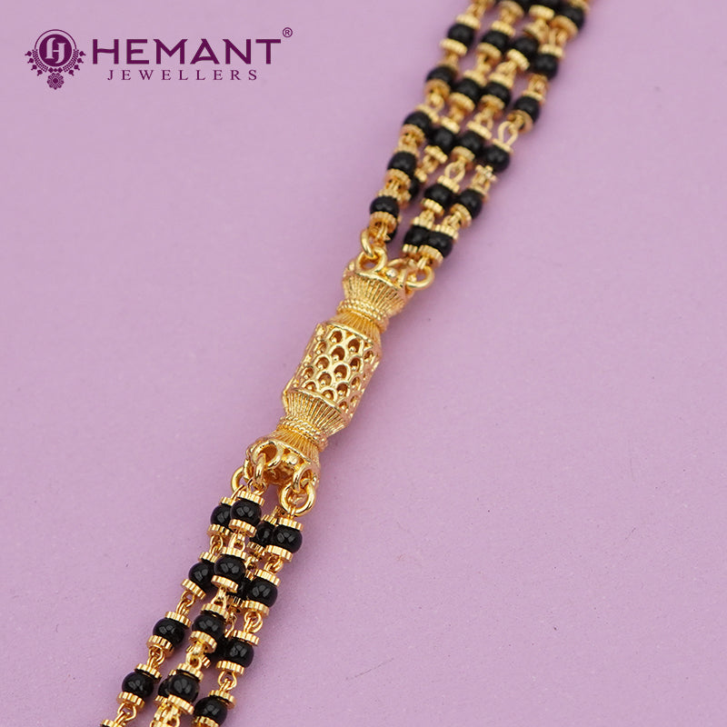 Maharashtrian Classic Multi Strands Black Beads Mangalsutra with Dual Vati Pendant - 5092