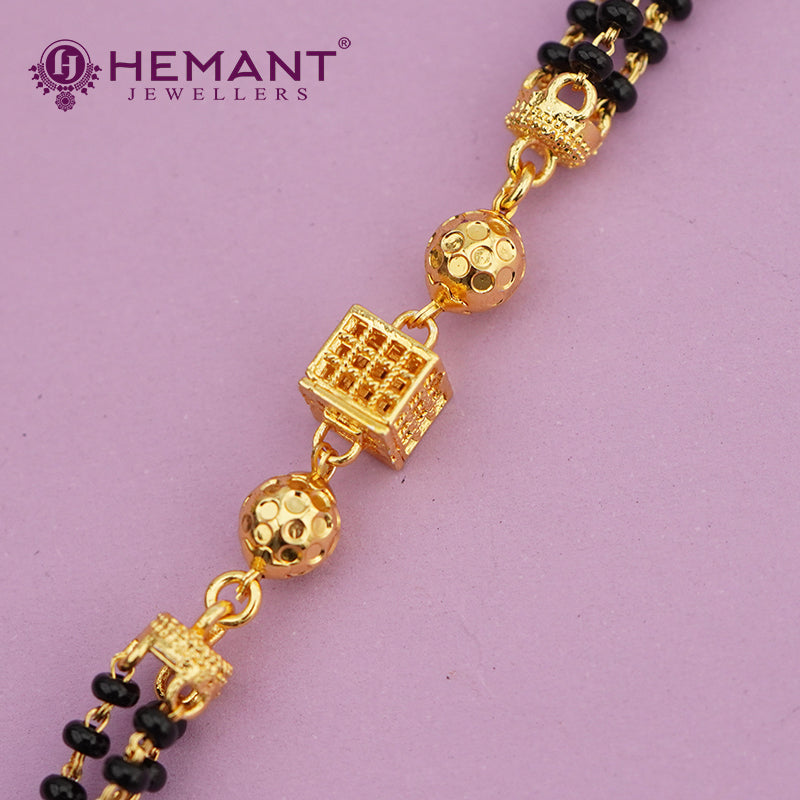 Maharashtrian Classic Multi Strands Black Beads Mangalsutra with Dual Vati Pendant - 4258