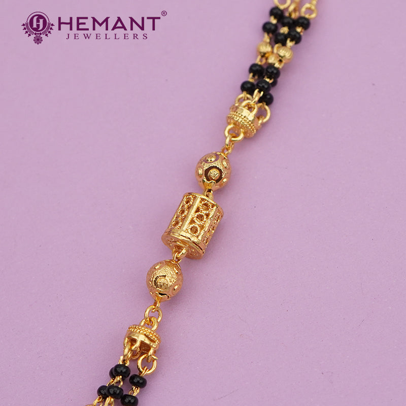 Maharashtrian Classic Multi Strands Black Beads Mangalsutra with Dual Vati Pendant - 5099