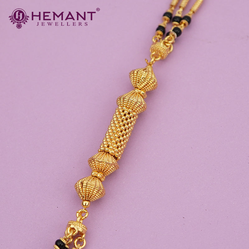 Maharashtrian Classic Multi Strands Black Beads Mangalsutra with Dual Vati Pendant - 5098