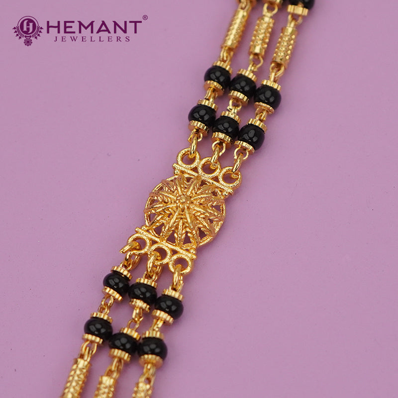Maharashtrian Classic Multi Strands Black Beads Mangalsutra with Dual Vati Pendant - 5203