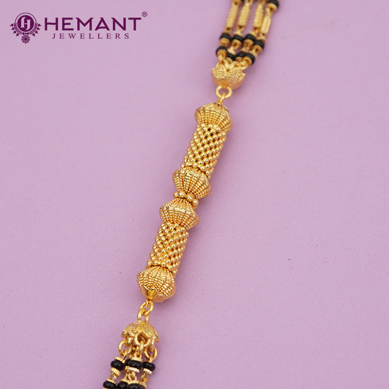 Maharashtrian Classic Multi Strands Black Beads Mangalsutra with Dual Vati Pendant - 5097