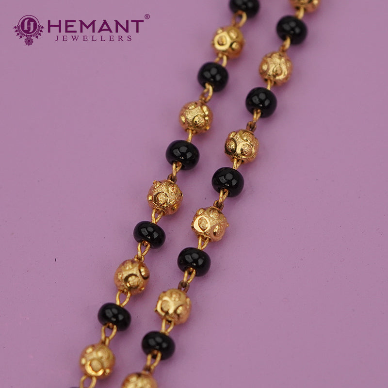 Maharashtrian Classic Multi Strands Black Beads Mangalsutra with Dual Vati Pendant - 5230
