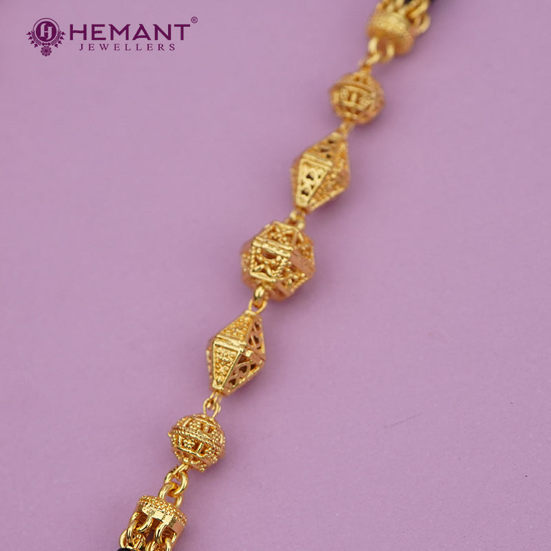 Maharashtrian Classic Multi Strands Black Beads Mangalsutra with Dual Vati Pendant - 4225