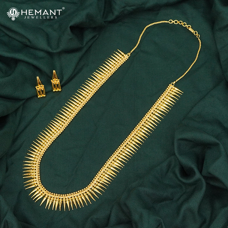 Maharashtrian Long Necklace Set with Earrings - 5223