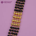 Micro Gold-Plated Multi-Strand Mangalsutra with Wati/Vati Pendant – Black & Gold Beaded Design 4794-96