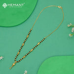 Traditional Black Bead Short Mangalsutra Chain with Spherical Textured Pendant - 4997