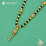 Traditional Black Bead Short Mangalsutra Chain with Spherical Textured Pendant - 4997
