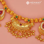 Traditional Geru Finished Peshwai Haar - Kashi Haar with Regal Boat Pendant - 5491