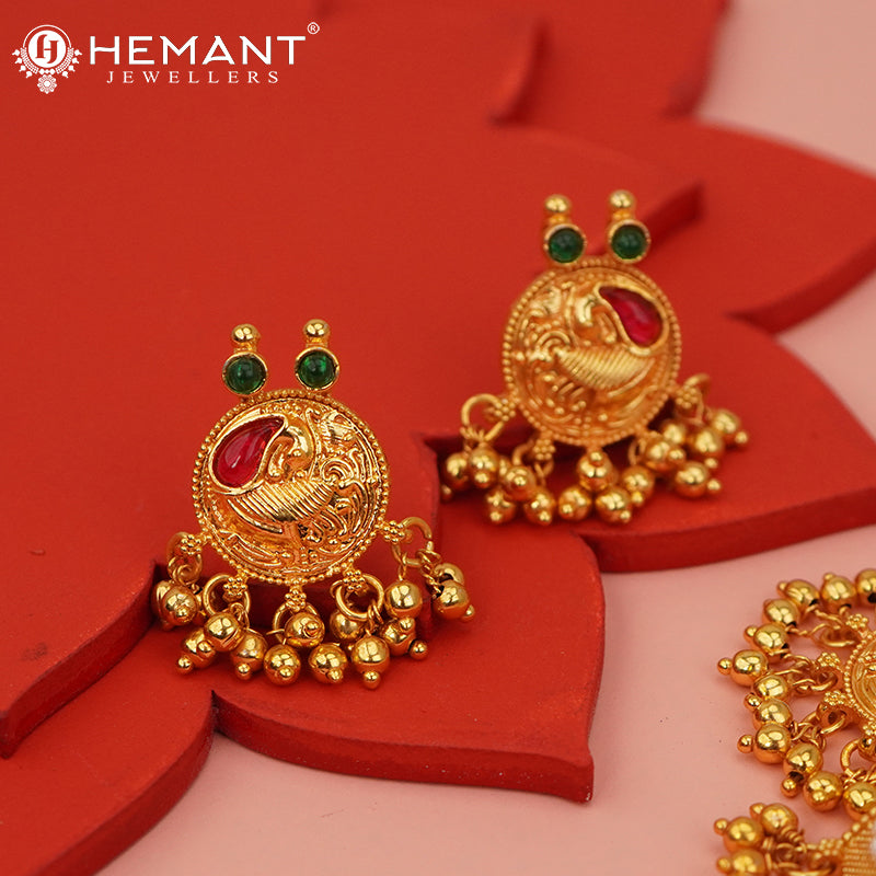 Traditional Geru Finished Peshwai Haar - Kashi Haar with Regal Square Pendant - 5490