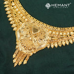 Traditional Kolhapuri Gold Finish Choker Necklace Set with Matching Drop Earrings-5329