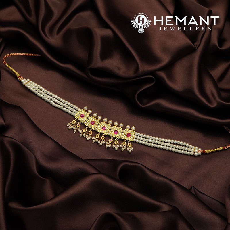 Traditional Maharashtrian Chinchpeti Moti Har 5 Kasturi A - Chinchpeti Necklace