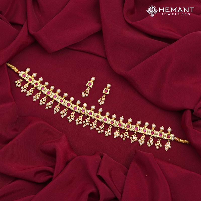 Traditional Maharashtrian Chinchpeti Moti Necklace 21 Kasturi Chowk