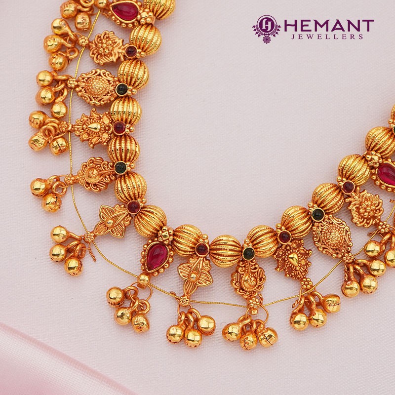 Traditional Maharashtrian Kolhapuri Antique Finish Peshwai Saaj Geru Hemant Jewellers