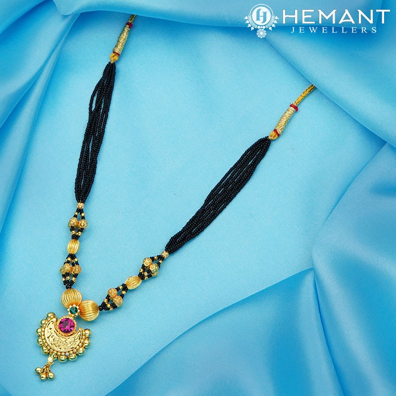 Traditional Maharashtrian Kolhapuri Mangalsutra 5 MM Dot Gattha Chand Medium