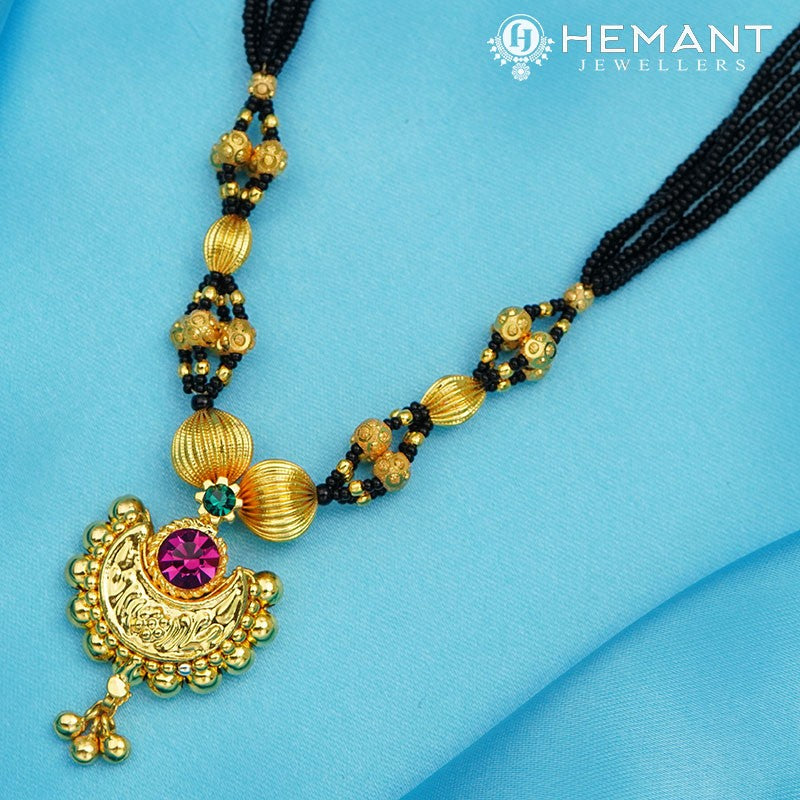 Traditional Maharashtrian Kolhapuri Mangalsutra 5 MM Dot Gattha Chand Medium