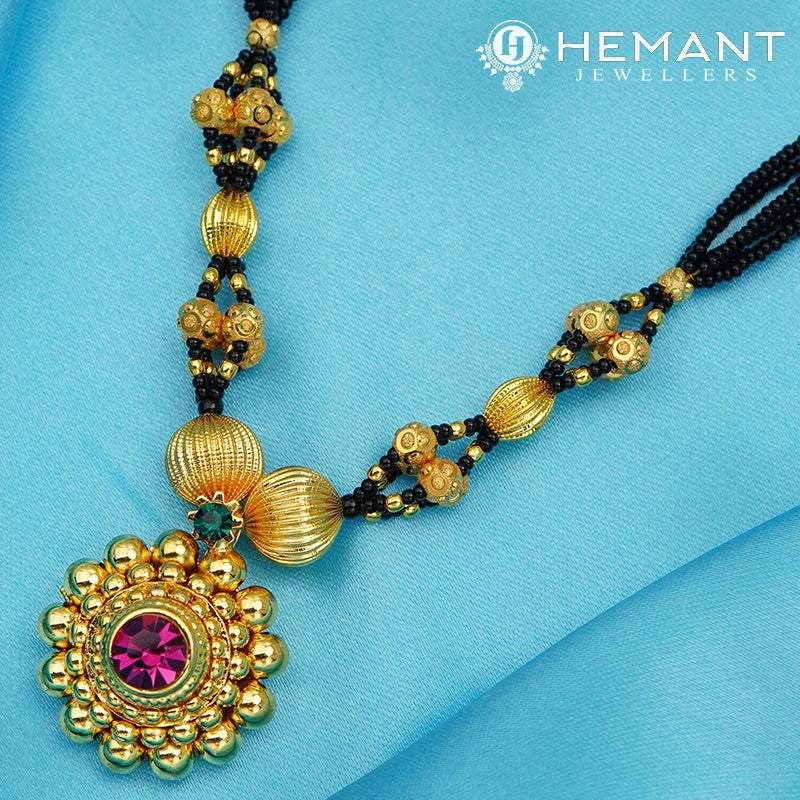 Traditional Maharashtrian Kolhapuri Mangalsutra 5 MM Dot Gattha Saj 0-2-5