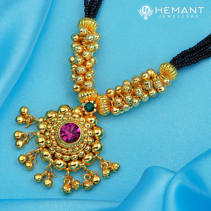 Traditional Maharashtrian Kolhapuri Mangalsutra Big Ghas Saj 0-2-5 Ghas