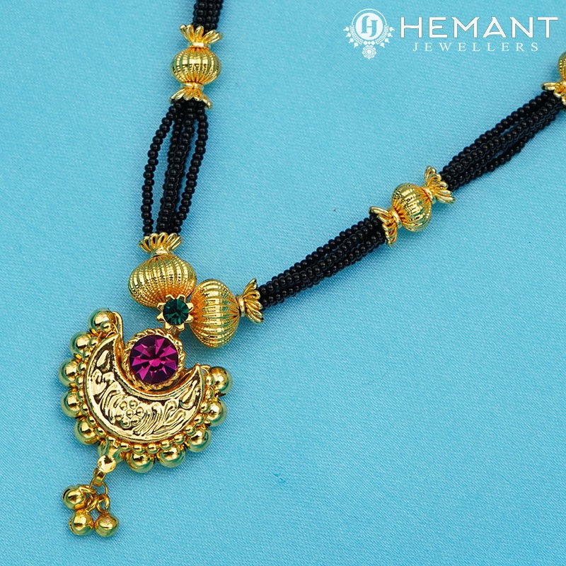 Traditional Maharashtrian Kolhapuri Mangalsutra Copper Cap Chand Medium