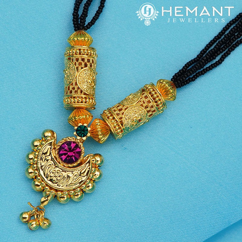 Traditional Maharashtrian Kolhapuri Mangalsutra Jali Pipe Chand Medium