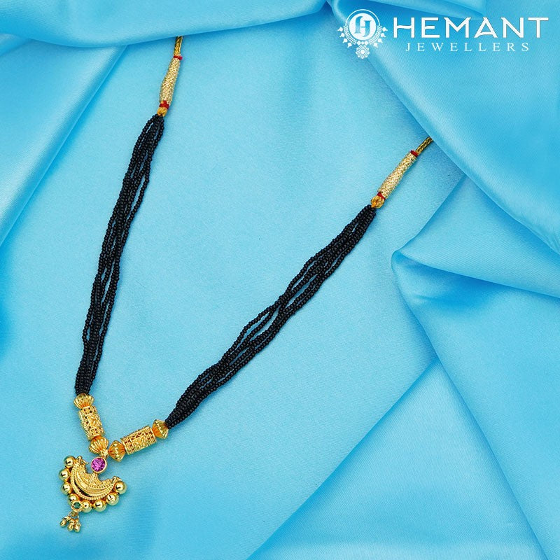 Traditional Maharashtrian Kolhapuri Mangalsutra Jali Pipe Chand Small